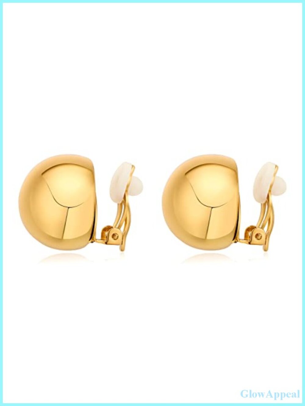 14K Gold Plated Clip On Earrings Hemisphere Ball Button Drop Statement Jewelry